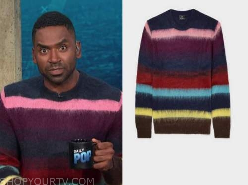 justin sylvester, E! news, daily pop, multicolor striped sweater