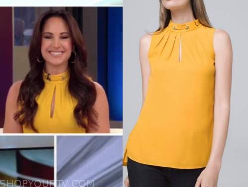 emily compagno, E! news, daily pop, yellow grommet top