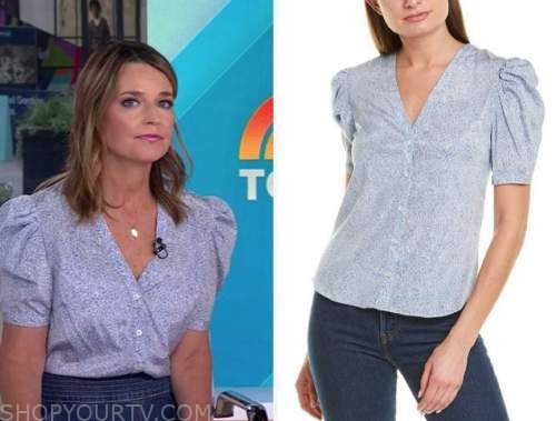 The Today Show: September 2021 Savannah Guthrie's Blue Printed Puff ...