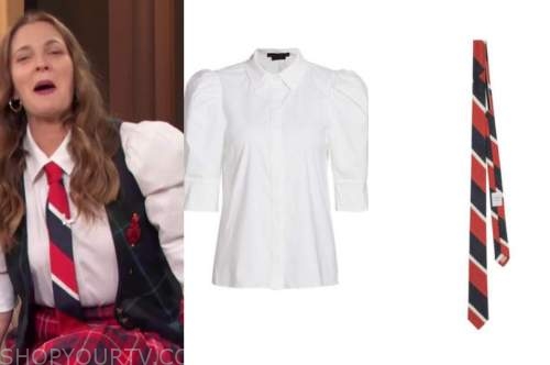 drew barrymore, drew barrymore show, white shirt, striped tie