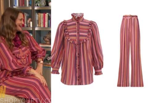 drew barrymore, drew barrymore show, striped blouse, striped pants