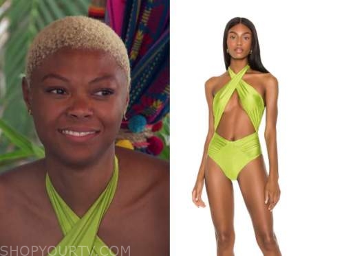 chelsea vaughn, bachelor in paradise, green halter swimsuit