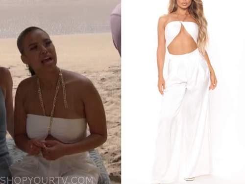 maurissa gunn, bachelor in paradise, white chain halter top and pants
