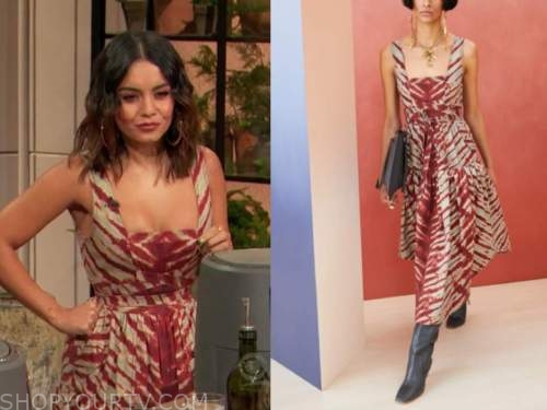 drew barrymore show, vanessa hudgens, zebra tiger midi dress