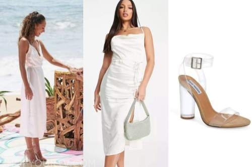 serena pitt, white dress, bachelor in paradise, clear sandals