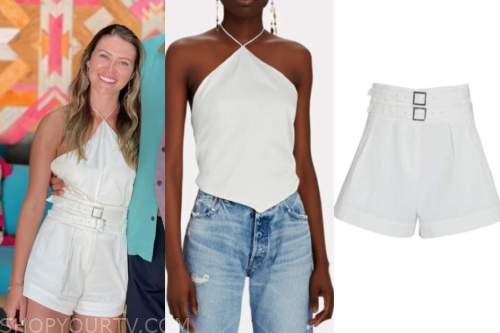 caelynn miller-keyes, bachelor in paradise, white halter top, white shorts