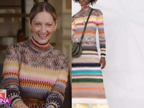 judy greer, the today show, zigzag striped knit turtleneck dress