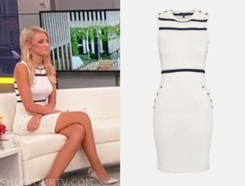carley shimkus, outnumbered, knit striped dress