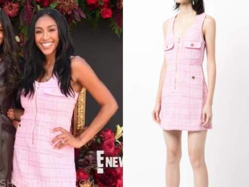 tayshia adams, the bachelorette, E! news, daily pop, pink tweed dress