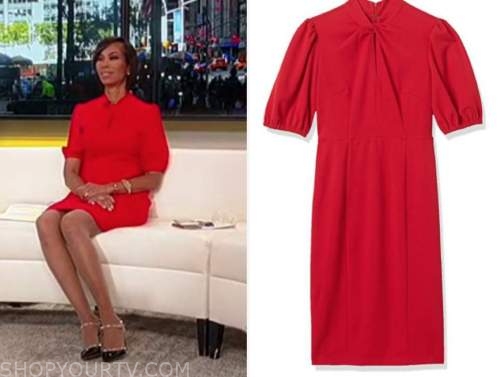 harris faulkner, red keyhole twist dress, outnumbered