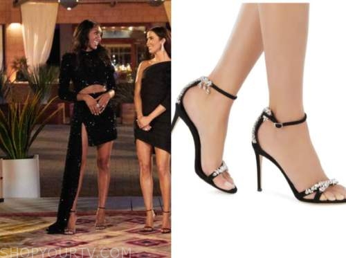 the bachelorette, black embellished sandals, tayshia adams