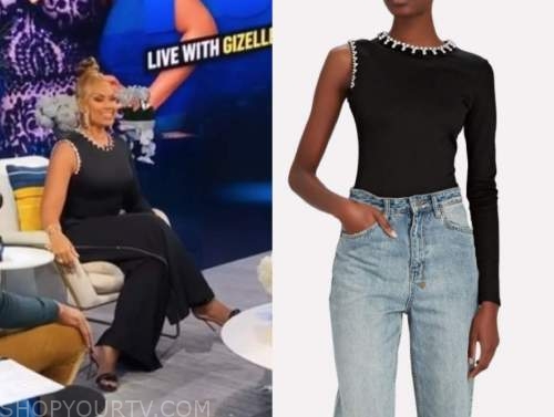 gizelle bryant, E! news, daily pop, black embellished bodysuit top