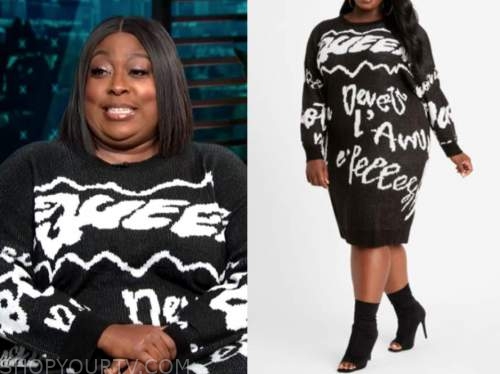 loni love, E! news, daily pop, black and white sweater dress