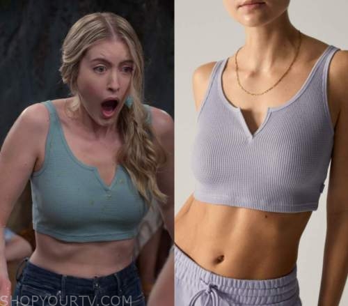 Pretty Smart: Season 1 Episode 10 Claire's Split Neck waffle Tank Top 