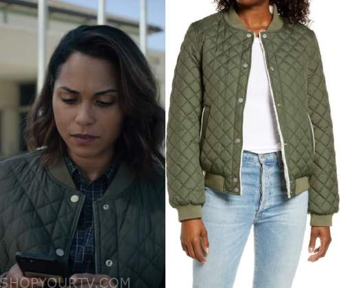 Hightown: Season 2 Episode 1 Jackie's Green Quilted Jcket | Shop Your TV