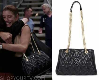 Valentino by Mario Valentino Angelina Quilted Leather Shoulder Bag worn by  Dr. Addison Montgomery (Kate Walsh) as seen in Grey's Anatomy Outfits  (S18E03)