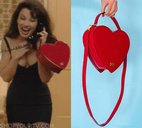 Fran Fine S03E13 - Fran Drescher (Fran Fine) is holding a red Moschino heart-shaped  bag - #90sRunwayFashion #Fine #Fra…
