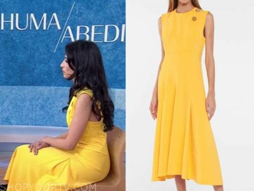 huma abedin, the today show, yellow midi dress