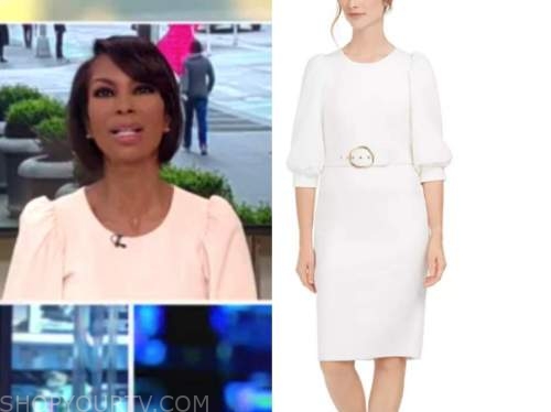 harris faulkner, outnumbered, ivory belted dress