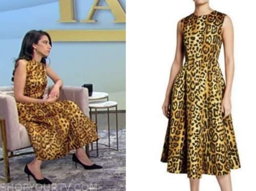 huma abedin, tamron hall show, yellow leopard midi dress
