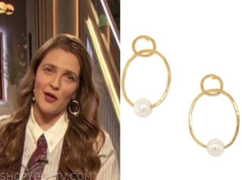 drew Barrymore, drew Barrymore show, pearl hoop earrings