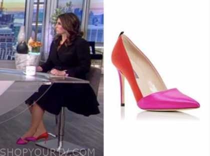The View: November 2021 Morgan Ortagus's Red and Pink Colorblock Pumps ...