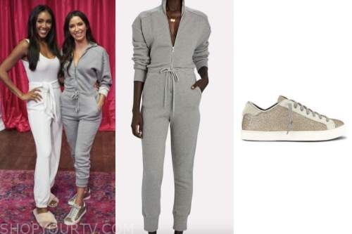 Kaitlyn bristowe, the bachelorette, grey jumpsuit, glitter sneakers