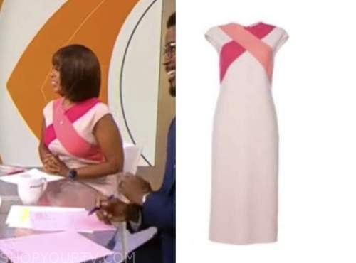 cbs mornings, pink dress, Gayle king