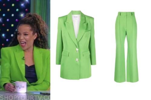 sunny hostin, the view, green blazer and pant suit