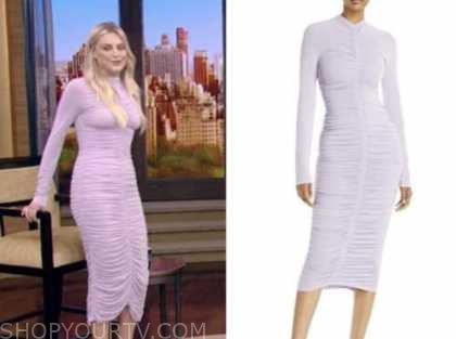 kelsea ballerini, live with kelly and ryan, purple ruched midi dress