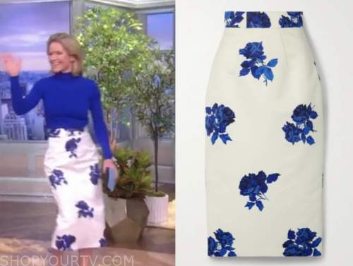 Sara haines, the view, floral pencil skirt