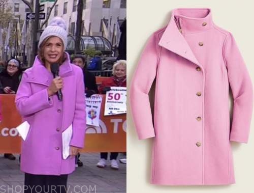 The Today Show: November 2021 Hoda Kotb's Pink Funnel Neck Coat | Shop ...