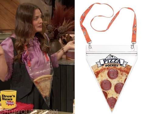 drew barrymore, drew barrymore show, pizza slice carrier pouch