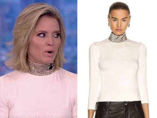 the view, Sara haines, white embellished mock neck sweater
