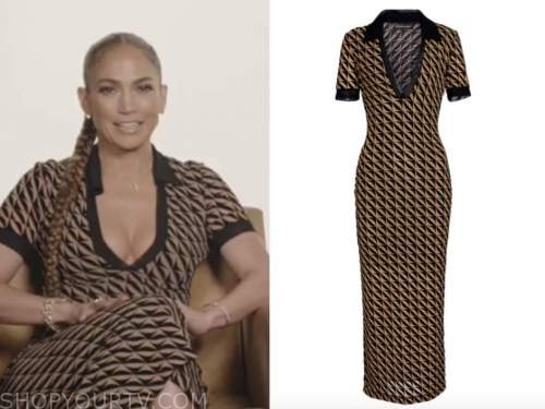 Jennifer Lopez, Black and Tan knit geometric dress, the today show