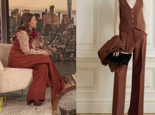 drew barrymore, drew Barrymore show, rust vest and pants