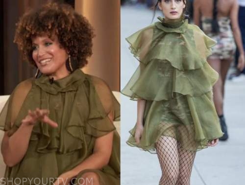 Anita Kopac, drew barrymore show, green tiered dress