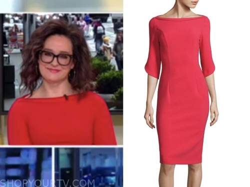 Kennedy, outnumbered, red boatneck sheath dress