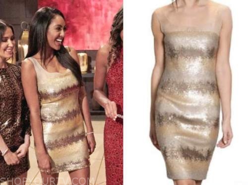 tayshia Adams, the bachelorette, gold sequin stripe dress