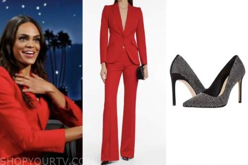Michelle young, red pant suit, jimmy Kimmel live