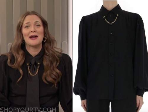 drew barrymore, drew barrymore show, black chain shirt