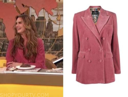 brooke shields, drew barrymore show, pink corduroy blazer