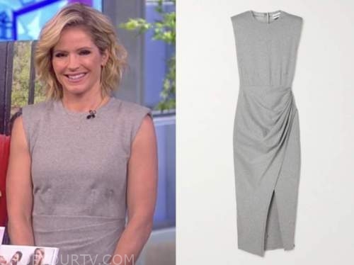 sara haines, the view, grey midi dress