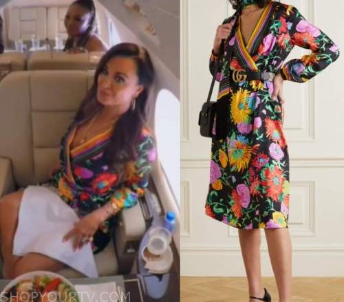 WornOnTV: Kyle's black floral wrap dress on The Real Housewives Ultimate  Girls Trip, Kyle Richards