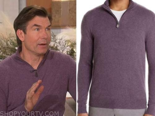 jerry o'connell, the talk, purple half zip sweater