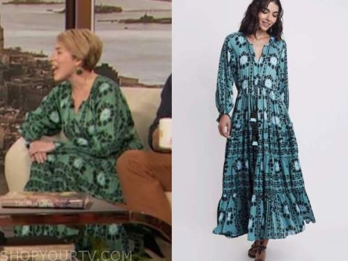 drew barrymore show, erin napier, green printed maxi dress