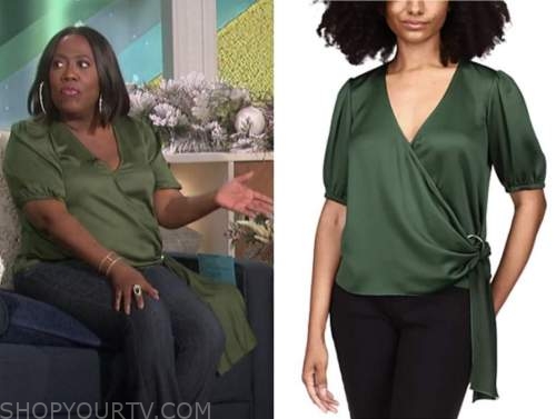 the talk, sheryl underwood, green wrap top