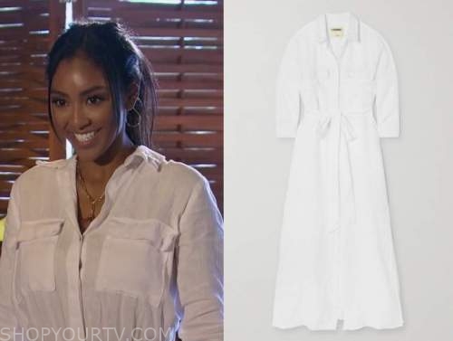 tayshia adams, the bachelorette, white shirt dress