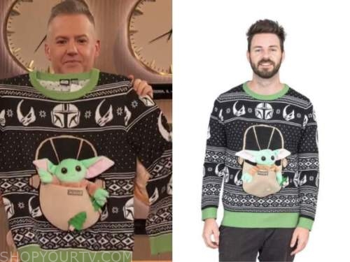 ross mathews, drew barrymore show, baby yoda ugly christmas sweater