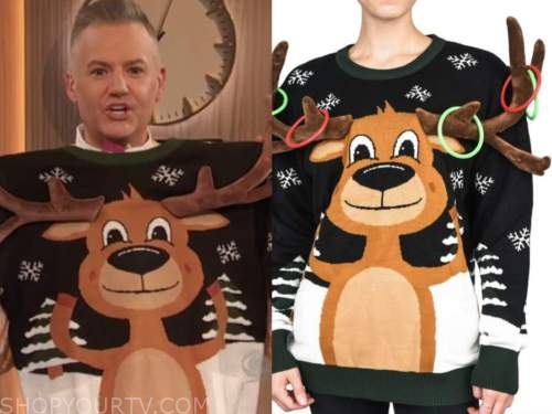 ross mathews, ugly christmas reindeer sweater, drew barrymore show